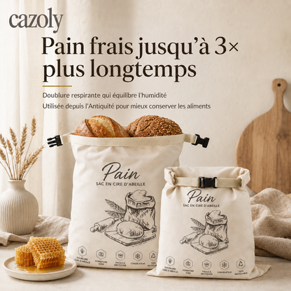 Sac à Pain en Cire d'Abeille - 100% Coton & Bio