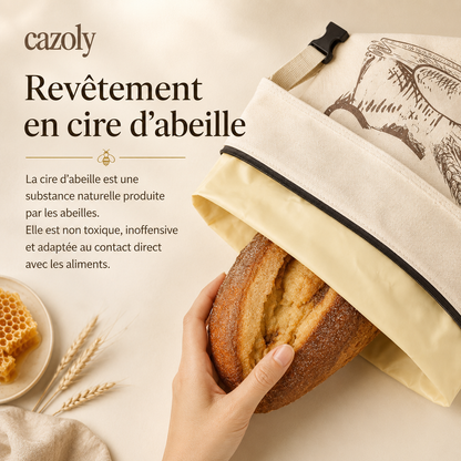 Sac à Pain en Cire d'Abeille - 100% Coton & Bio